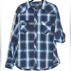 Helix Athletic Fit Men's Size XL Windowpane Plaid Shirt